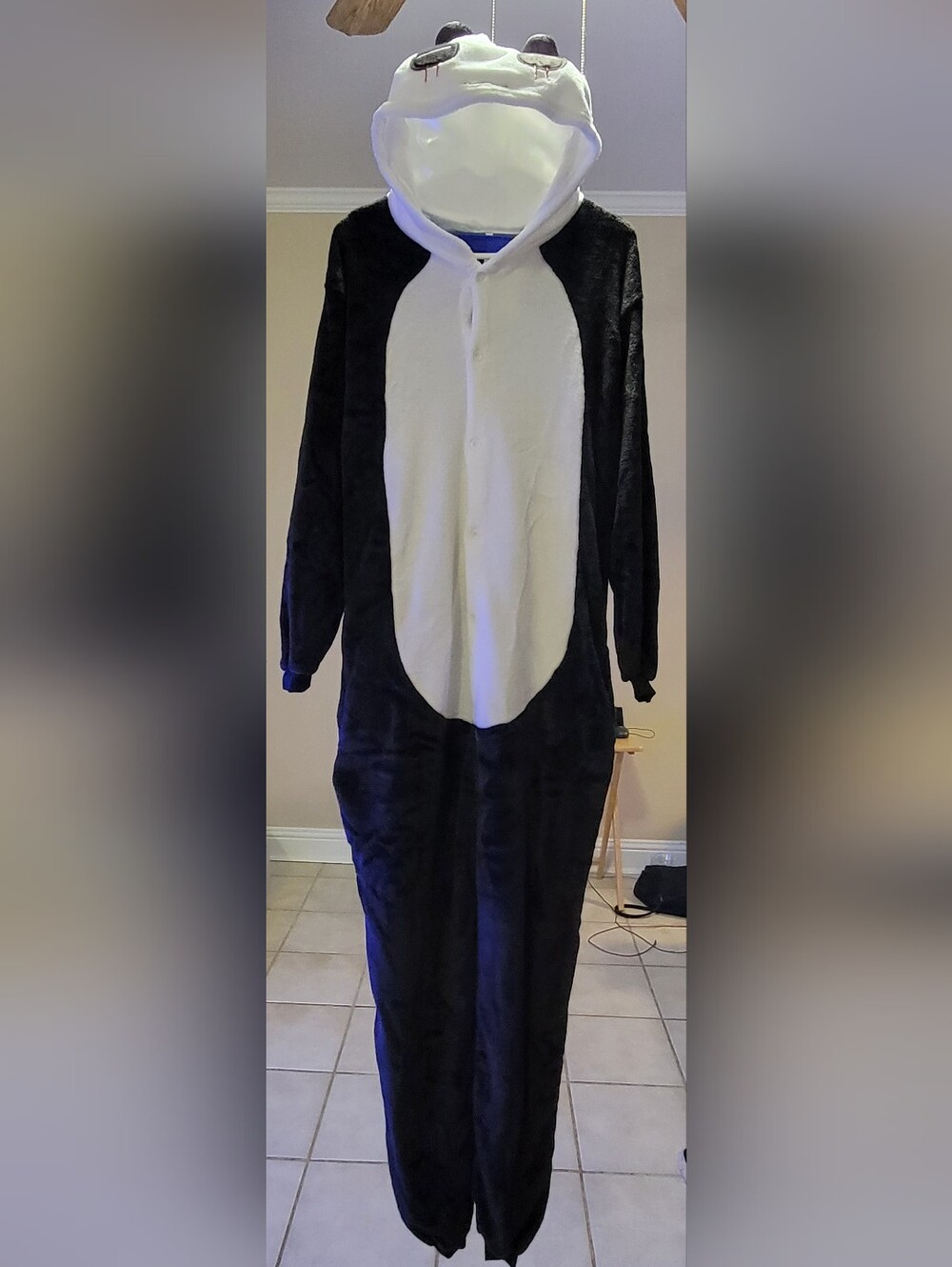 NWT Plush Panda Kigurumi Onesie Pajamas Drop Seat Butt Zipper Cosplay